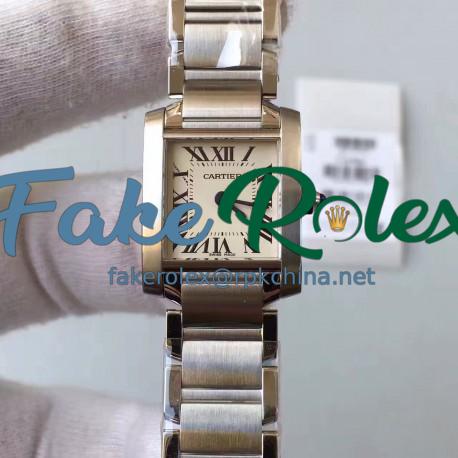 Replica Cartier Tank Francaise Ladies W51008Q25 20MM x 35MM TW Stainless Steel White Dial Swiss Quartz