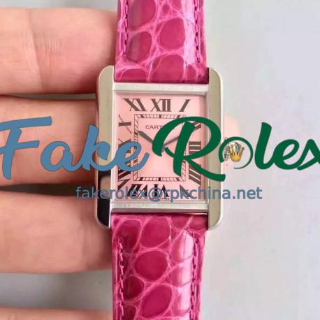 Replica Cartier Tank Solo Ladies W5200001 27MM x 34MM TW Stainless Steel Pink Dial Swiss Quartz