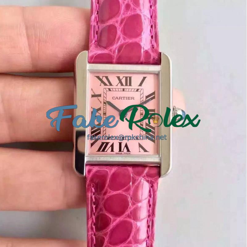 Replica Cartier Tank Solo Ladies W5200001 27MM x 34MM TW Stainless Steel Pink Dial Swiss Quartz