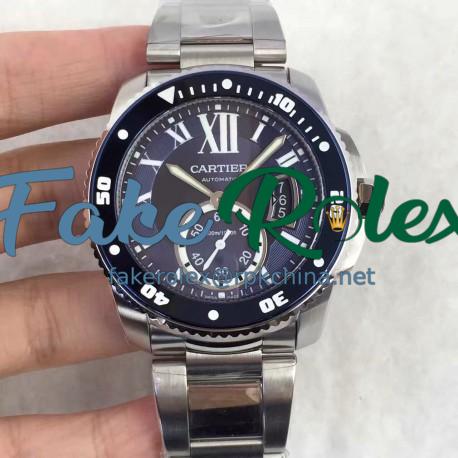 Replica Calibre De Cartier Diver W7100057 42MM TF Stainless Steel Blue Dial M9015