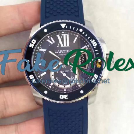 Replica Calibre De Cartier Diver WSCA0011 42MM TF Stainless Steel Blue Dial M9015