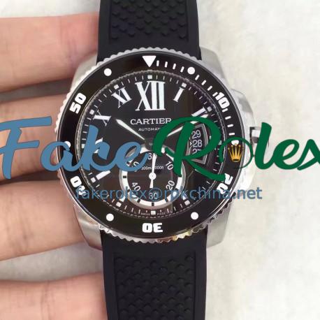 Replica Calibre De Cartier Diver W7100056 42MM TF Stainless Steel Silver Dial M9015