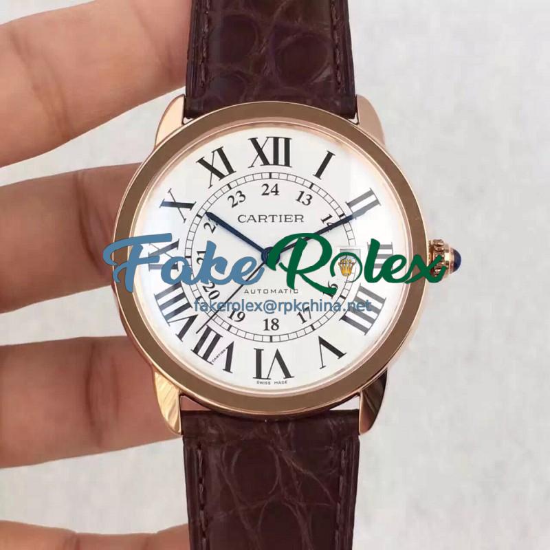 Replica Ronde Solo De Cartier W6701010 42MM UT Rose Gold White Dial Swiss 2892