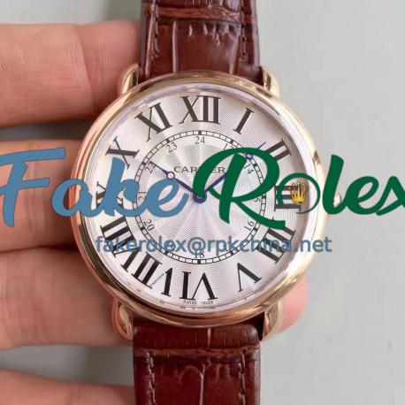 Replica Ronde Luis Cartier W6801004 42MM UT Rose Gold Silver Dial Swiss 430MC