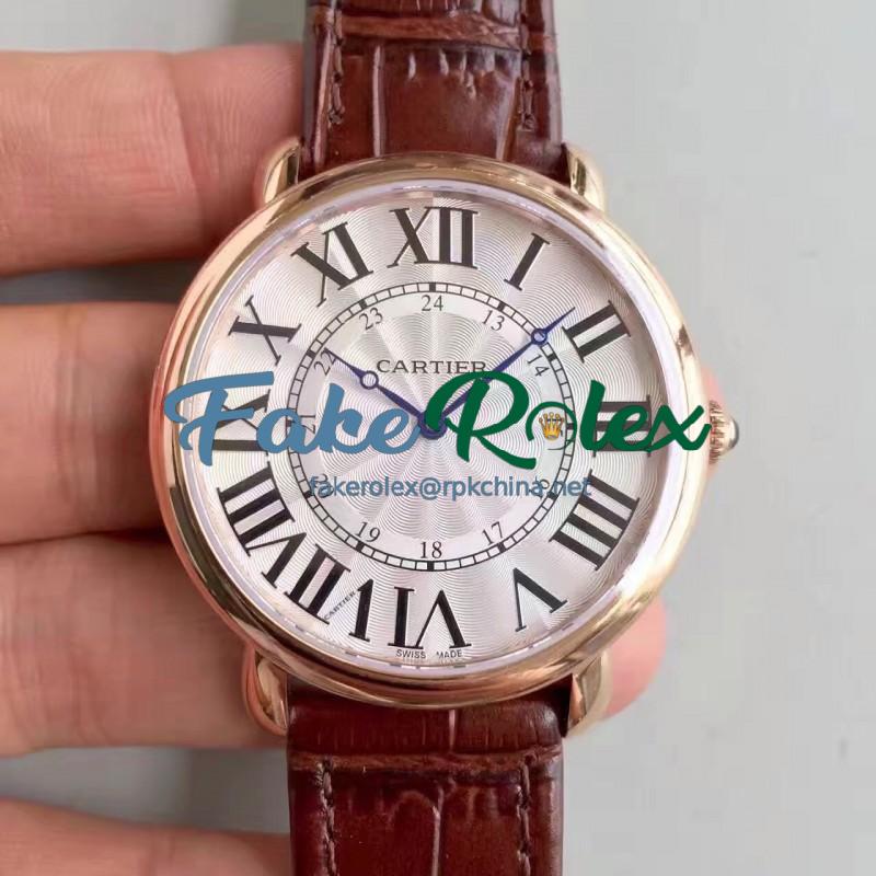 Replica Ronde Luis Cartier W6801004 42MM UT Rose Gold Silver Dial Swiss 430MC