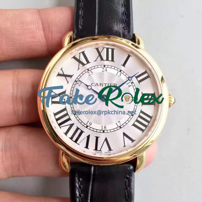 Replica Ronde Luis Cartier W6800251 42MM UT Yellow Gold Silver Dial Swiss 430MC