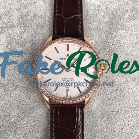 Replica Jaeger-LeCoultre Geophysic True Second 8012520 N Rose Gold & Diamonds White Dial Swiss Calibre 770