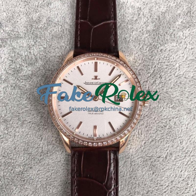 Replica Jaeger-LeCoultre Geophysic True Second 8012520 N Rose Gold & Diamonds White Dial Swiss Calibre 770