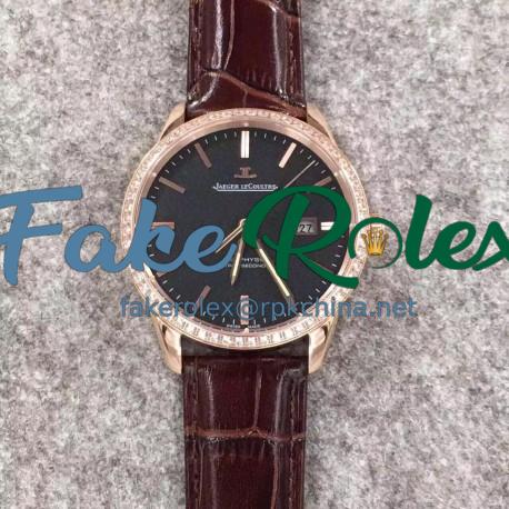 Replica Jaeger-LeCoultre Geophysic True Second 8012520 N Rose Gold & Diamonds Black Dial Swiss Calibre 770