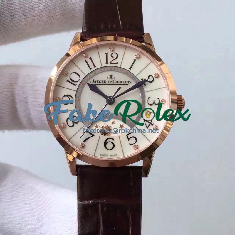 Replica Jaeger-LeCoultre Ladies Rendez-Vous Night & Day 3462491 34MM N Rose Gold Pearl Dial Swiss 898A/1