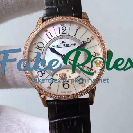 Replica Jaeger-LeCoultre Ladies Rendez-Vous Night & Day Large 3612420 38MM N Rose Gold & Diamonds Pearl Dial Swiss 898D/1