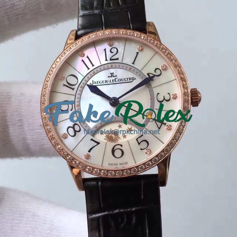 Replica Jaeger-LeCoultre Ladies Rendez-Vous Night & Day Large 3612420 38MM N Rose Gold & Diamonds Pearl Dial Swiss 898D/1