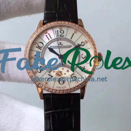 Replica Jaeger-LeCoultre Ladies Rendez-Vous Night & Day 3612420 34MM N Rose Gold & Diamonds Pearl Dial Swiss 898A/1