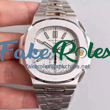 Replica Patek Philippe Nautilus Chronograph 5980 JF Stainless Steel White Dial Swiss CH28-520C