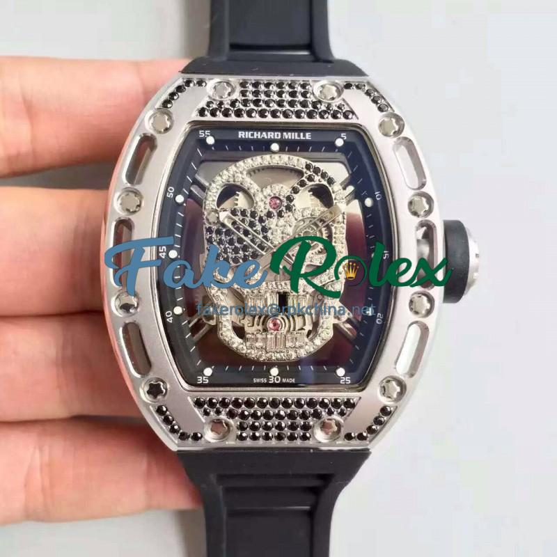 Replica Richard Mille RM052 SF Titanium & Black Diamond Diamond Skull Dial M6T51