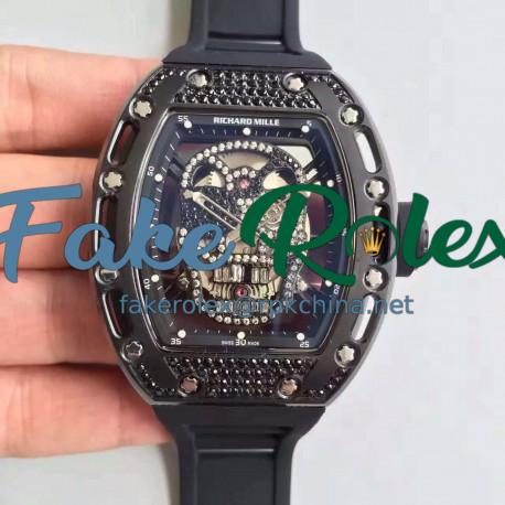 Replica Richard Mille RM052 SF PVD & Black Diamond Diamond Skull Dial M6T51