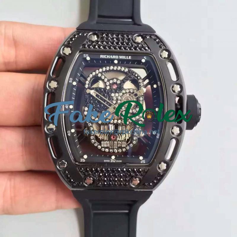 Replica Richard Mille RM052 SF PVD & Black Diamond Diamond Skull Dial M6T51