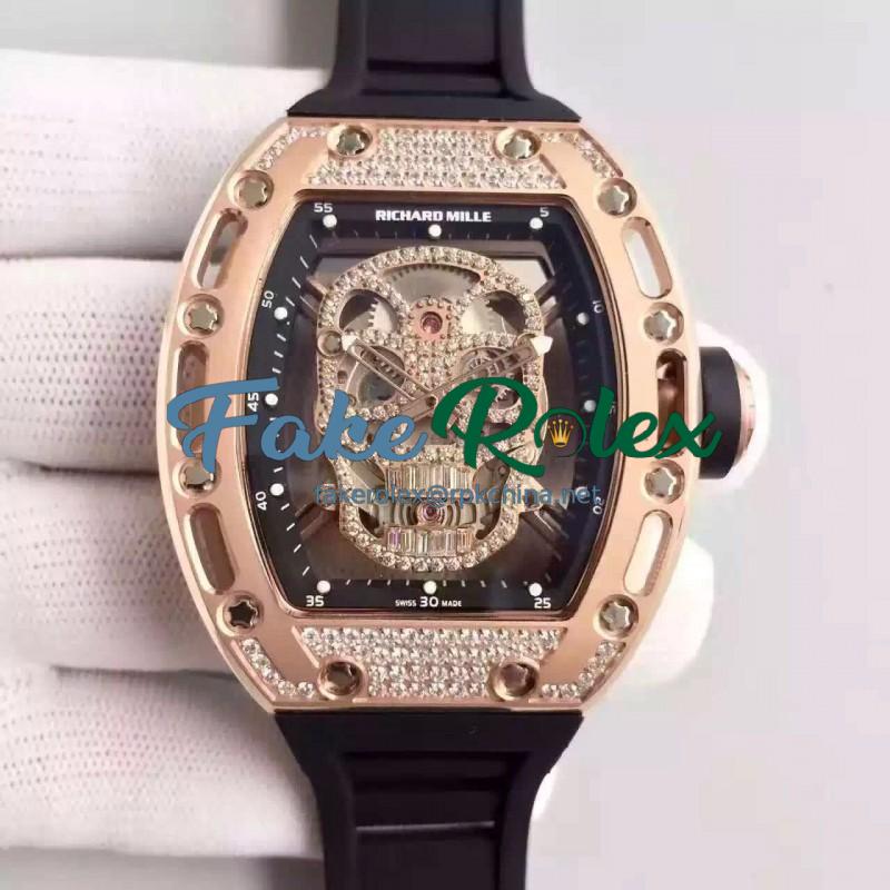 Replica Richard Mille RM052 SF Rose Gold & Diamond Diamond Skull Dial Swiss M6T51