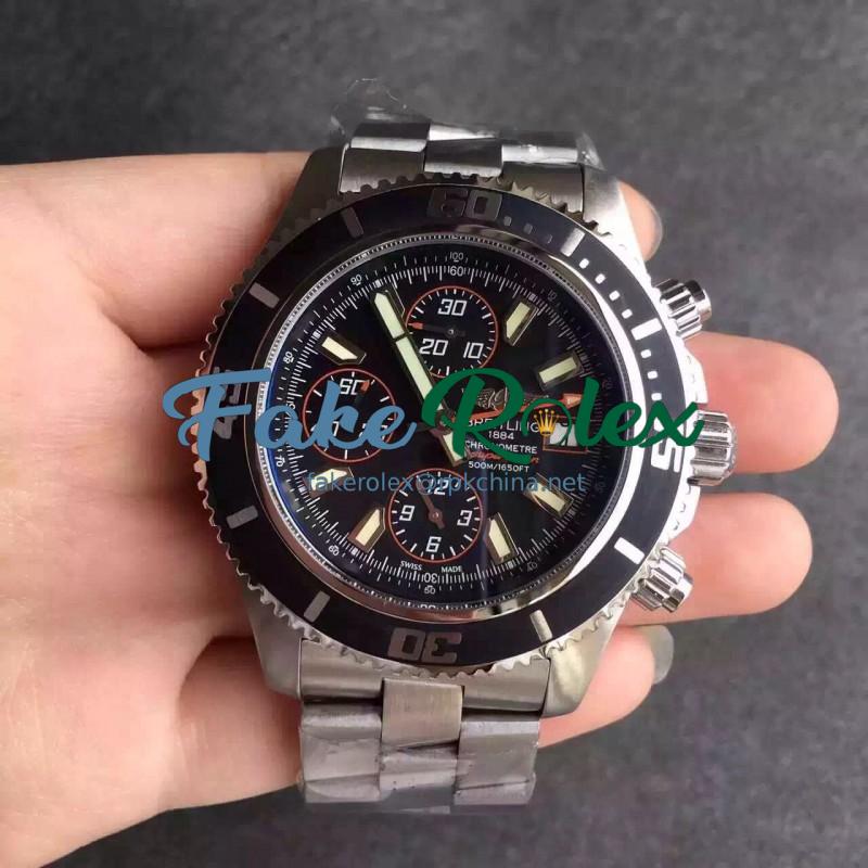 Replica Breitling Superocean Chronograph A1334102/BA85/134A N Stainless Steel Black & Orange Dial Swiss 7750