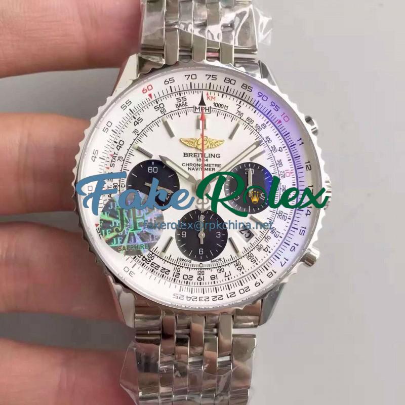 Replica Breitling Navitimer 01 AB012012/BB01/447A JF Stainless Steel White Dial Swiss 7750