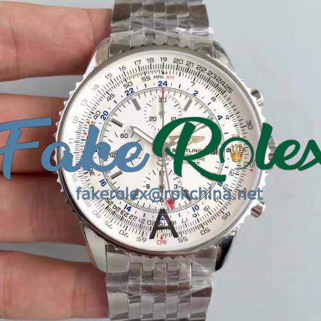 Replica Breitling Navitimer World A2432212/G571-443A JF Stainless Steel White Dial Swiss 7750