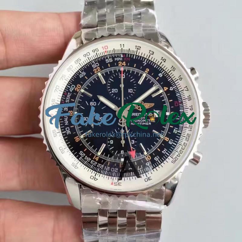 Replica Breitling Navitimer World A2432212/B726-443A JF Stainless Steel Black Dial Swiss 7750