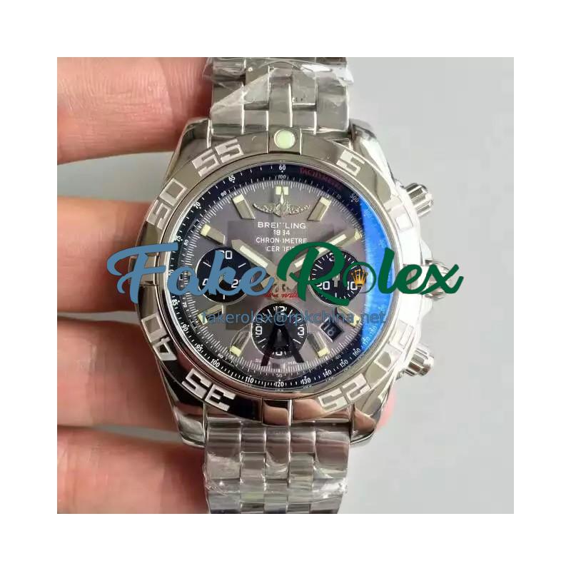 Replica Breitling Chronomat 44 AB011012/F546/375A JF Stainless Steel Grey Dial Swiss 7750