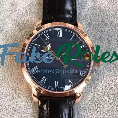 Replica Glashutte Senator Panorama Date Moon Phase 100-04-32-15-04 GF Rose Gold Blue Dial Swiss 100-04