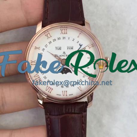 Replica Blancpain Villeret 6654A-1127-55B BF Rose Gold White Dial Swiss 6654