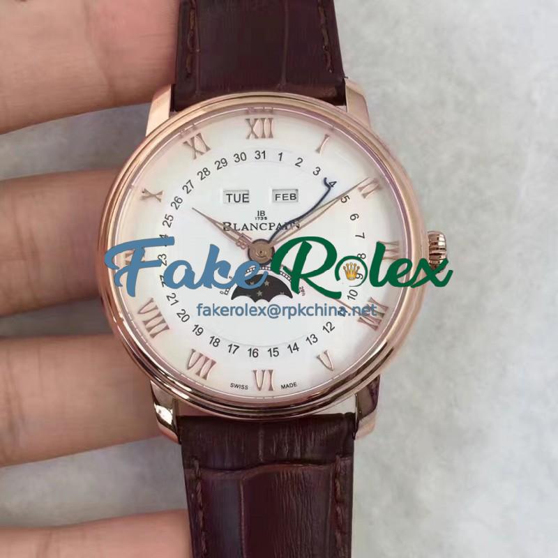 Replica Blancpain Villeret 6654A-1127-55B BF Rose Gold White Dial Swiss 6654