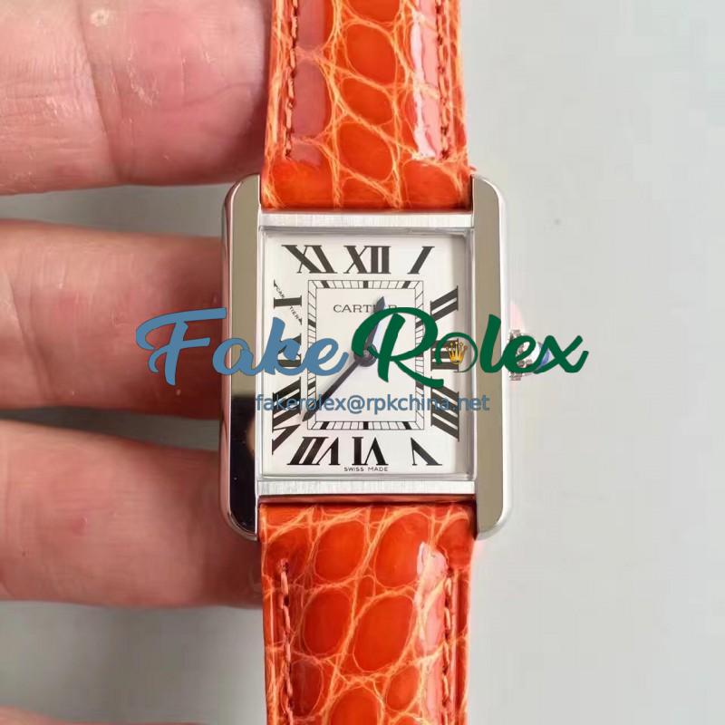 Replica Cartier Tank Solo Ladies W5200005 24MM x 31MM TW Stainless Steel  White Dial Swiss Quartz