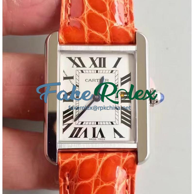 Replica Cartier Tank Solo Ladies W5200003 27MM x 34MM TW Stainless Steel White Dial Swiss Quartz