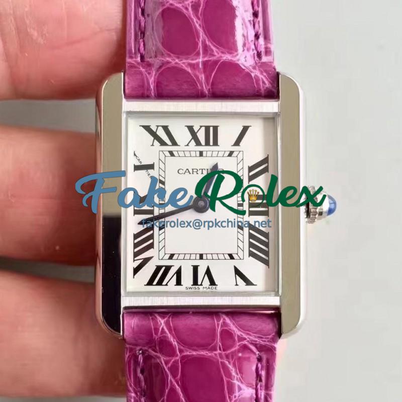 Replica Cartier Tank Solo Ladies W5200003 27MM x 34MM TW Stainless Steel White Dial Swiss Quartz