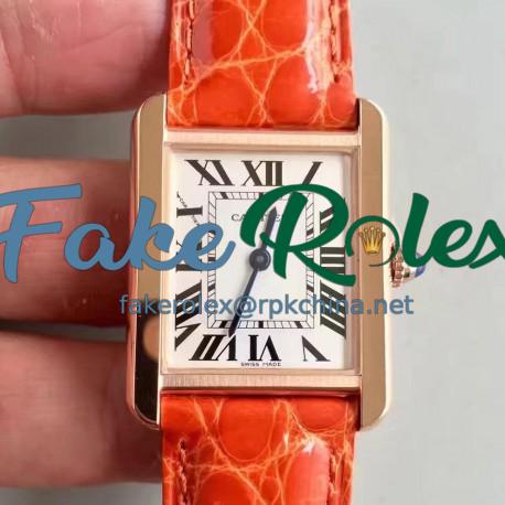 Replica Cartier Tank Solo Ladies W5200003 27MM x 34MM TW Rose Gold White Dial Swiss Quartz