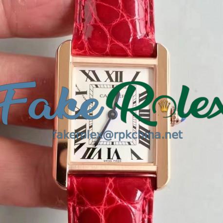 Replica Cartier Tank Solo Ladies W5200003 27MM x 34MM TW Rose Gold White Dial Swiss Quartz