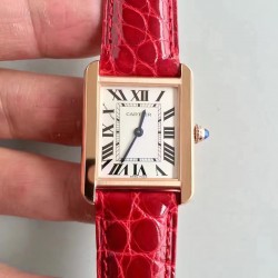 Replica Cartier Tank Solo Ladies W5200005 24MM x 31MM TW Rose Gold White Dial Swiss Quartz