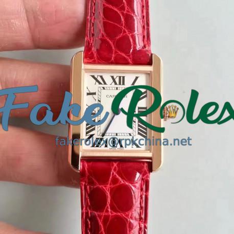 Replica Cartier Tank Solo Ladies W5200005 24MM x 31MM TW Rose Gold White Dial Swiss Quartz