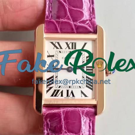 Replica Cartier Tank Solo Ladies W5200003 27MM x 34MM TW Rose Gold White Dial Swiss Quartz