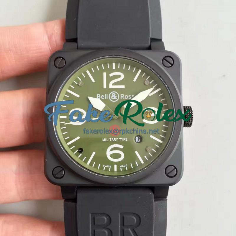 Replica Bell & Ross Aviation Military Type BR 03-92 ZF PVD Green Dial M9015