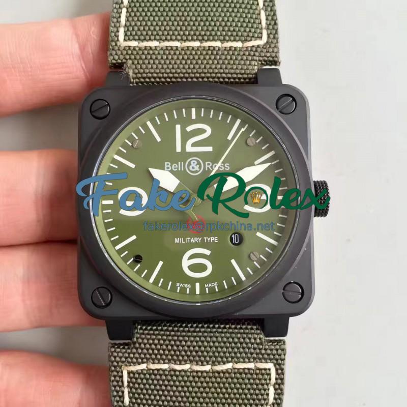 Replica Bell & Ross Aviation Military Type BR 03-92 ZF PVD Green Dial M9015