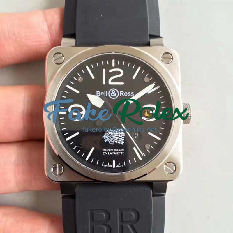 Replica Bell & Ross Aviation Military Type BR 03-92 Escadron De Chasse 2/4 La Fayette ZF Stainless Steel Black Dial M9015