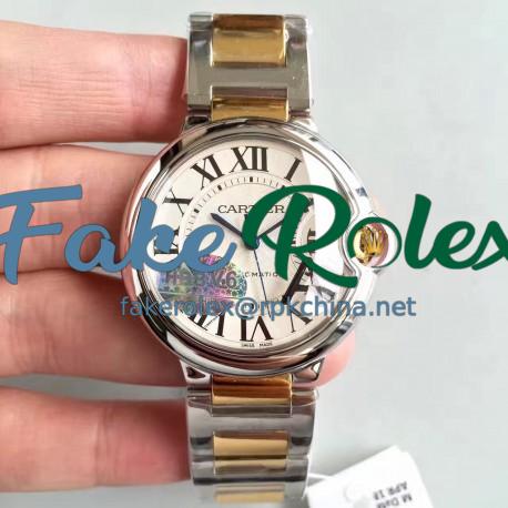 Replica Ballon Bleu De Cartier Ladies W6920047 36MM V6 Stainless Steel & Yellow Gold Silver Dial M9015