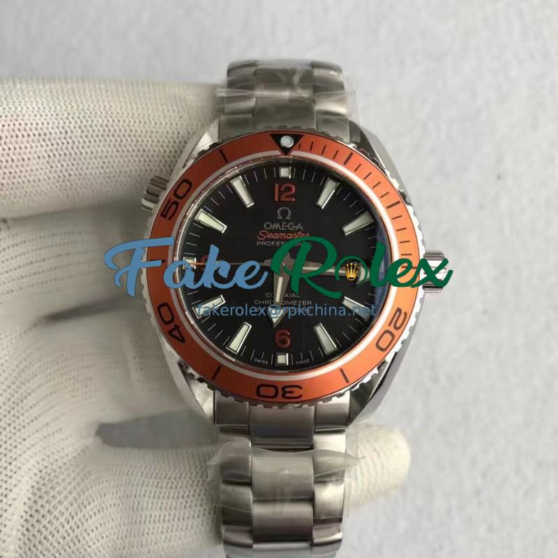 Replica Omega Seamaster Planet Ocean 45MM Stainless Steel Black Dial Swiss 8500