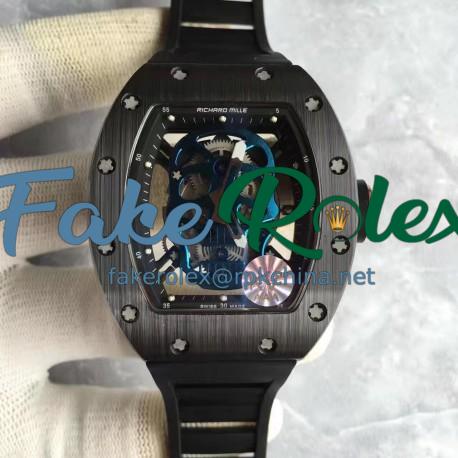 Replica Richard Mille RM052 KV Black Ceramic & Rose Gold Blue Skull Dial M6T51