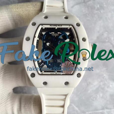 Replica Richard Mille RM052 KV White Ceramic & Rose Gold Blue Skull Dial M6T51