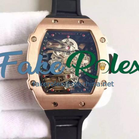 Replica Richard Mille RM27-02 Rose Gold Black & Skeleton Dial M9015