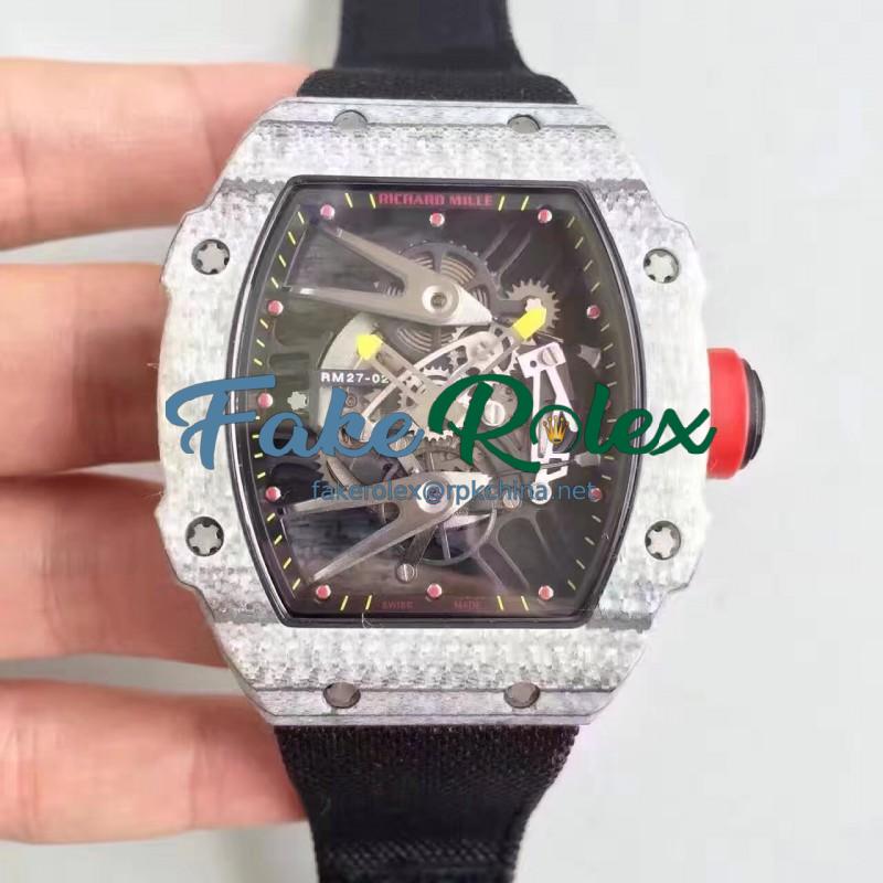 Replica Richard Mille RM27-02 Forged Carbon Black & Skeleton Dial M9015