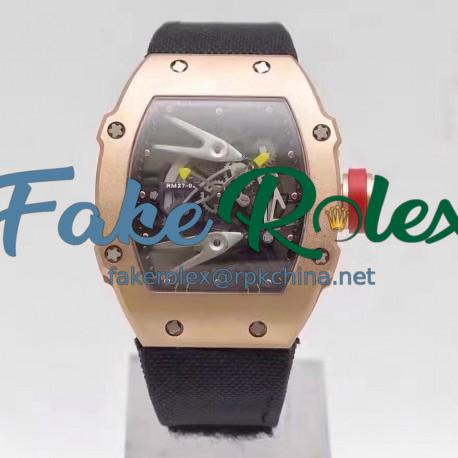 Replica Richard Mille RM27-02 Rose Gold Black & Skeleton Dial M9015