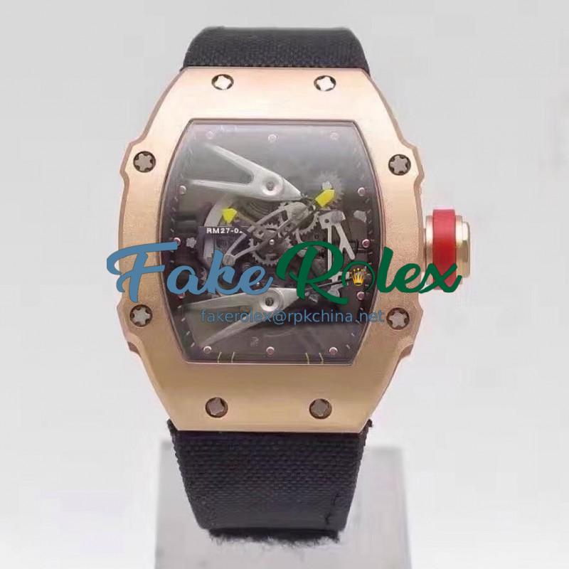 Replica Richard Mille RM27-02 Rose Gold Black & Skeleton Dial M9015