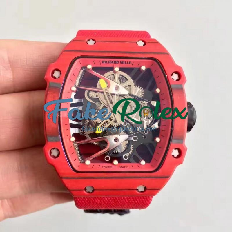 Replica Richard Mille RM27-02 KV Red Forged Carbon Red & Skeleton Dial M9015